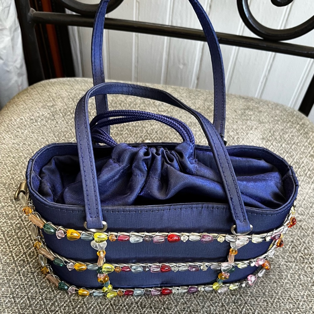 Beaded Navy Purse